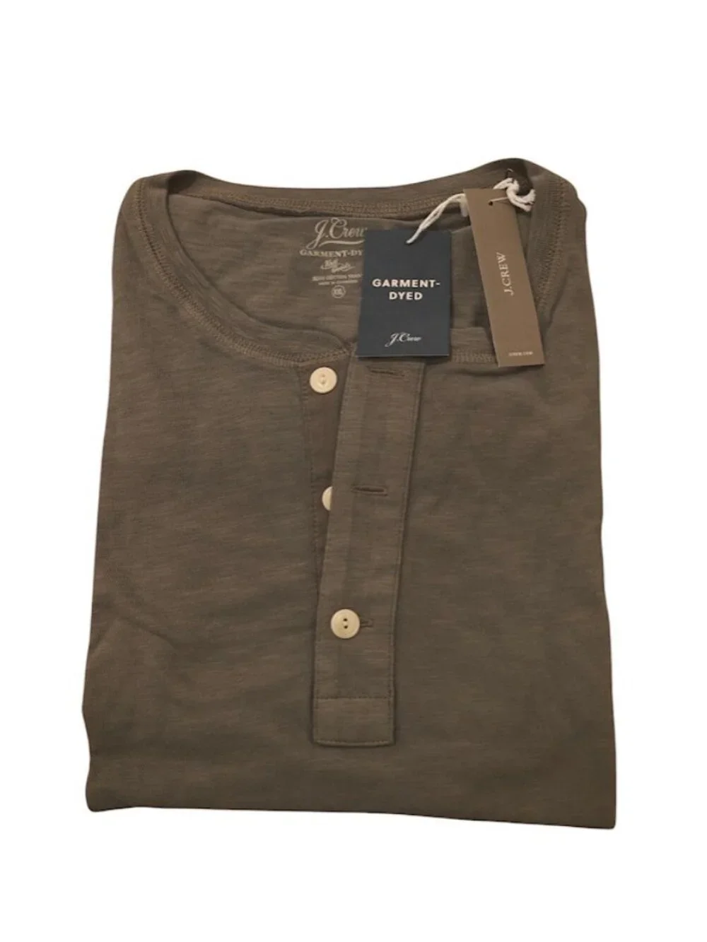 J. Crew Men's Garment Dyed Green XXL 2XL Short Sleeve Henley Shirt 100 Cotton